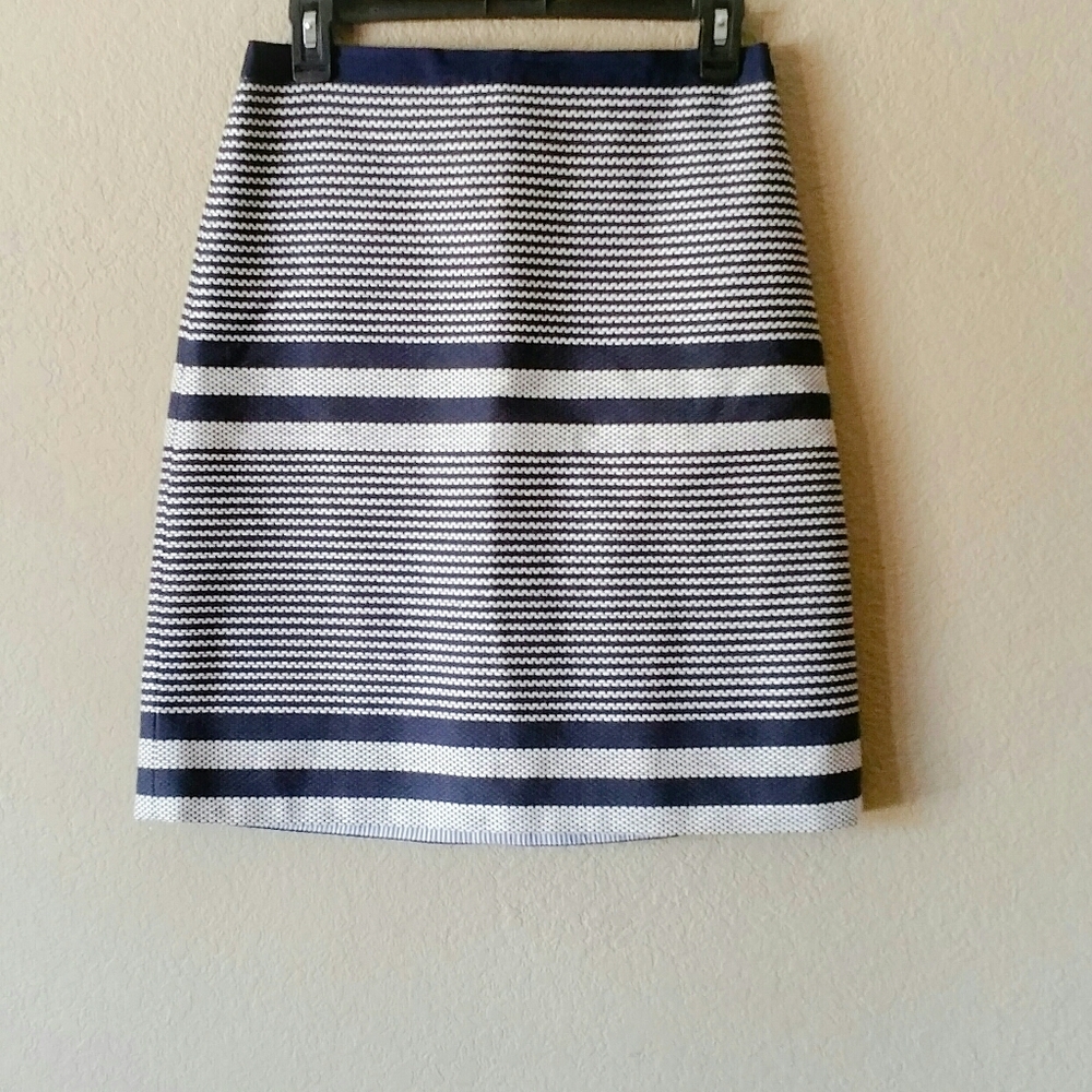 J. Crew Navy / White Stripe A-line Tweed Skirt - Picture 4 of 10
